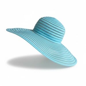 Babani Wide Brim Packable Sun Hat Aqua Blue Resort Wear Beach Vacation Summer M